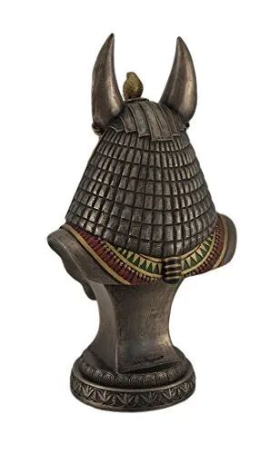 COLD CAST BRONZE Ancient Egyptian Anubis Jackal God Bust On Plinth