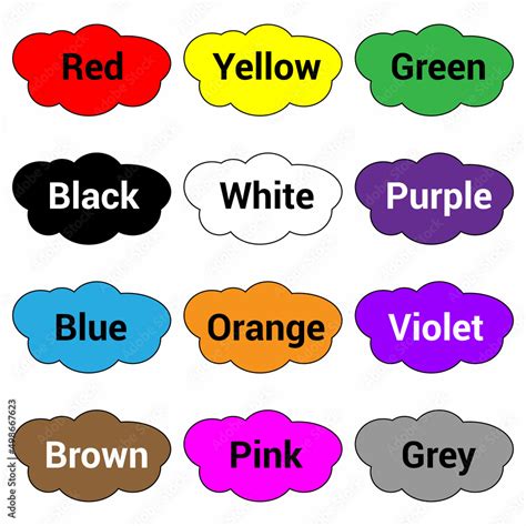 color name list English for kids preschool Stock Vector | Adobe Stock