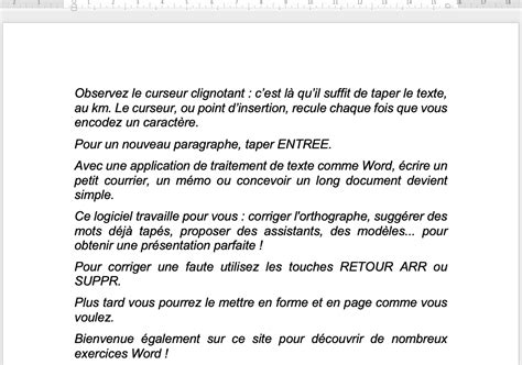 exercice encoder word  formation de base complete niveau