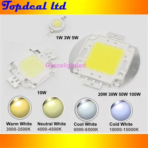 Chip LED De Alta Potencia 1W 3W 5W 10W 20W 30W 50W 100W Cuentas