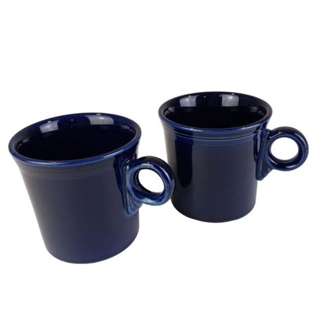 Fiestaware Dining Pair Of Vintage Fiesta Homer Laughlin Mugs Cobalt