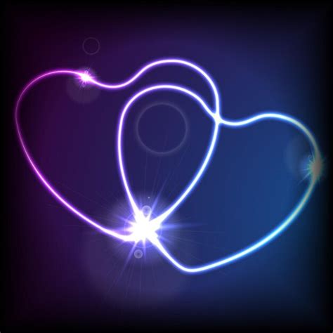 Premium Vector Blue Purple Hearts Glowing Neon Effect Abstract Background