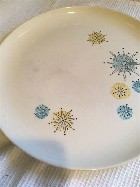 Vintage Stetson Atomic Retro Plate Dinner Blue Yellow Starburst