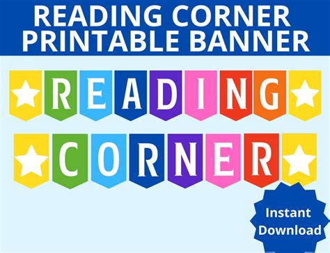 Reading Corner Banner Printable, Reading Corner Decoration Printable ...