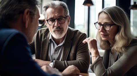 Premium Ai Image A Man And Woman Sit At A Table Talking To Each Other