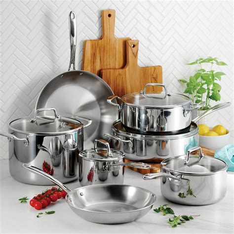 Tri Ply Clad 12 Pc Stainless Steel Cookware Set With Glass Lids Tramontina Us