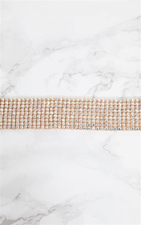 Iridescent Wide Diamante Choker Prettylittlething Usa