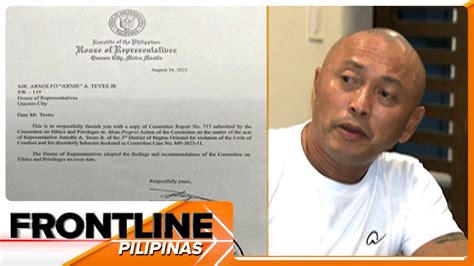 Expulsion Ni Negros Oriental Rep Arnie Teves Naiparating Na Sa