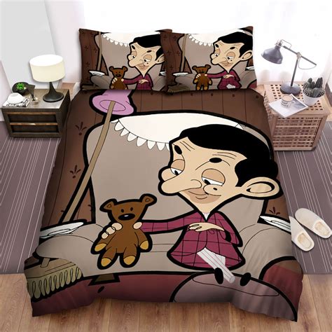 Mr. Bean & Teddy Relaxing Bed Sheets Spread Duvet Cover Bedding Sets - Perspirature.com