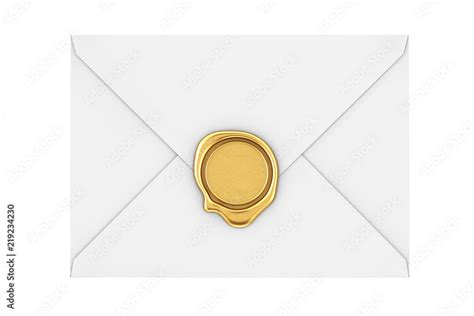 Letter Envelope with Golden Wax Seal. 3d Rendering Stock Illustration | Adobe Stock