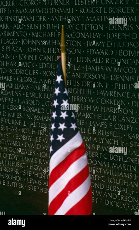 American flag at the Vietnam Veterans Memorial in Washington DC, USA ...