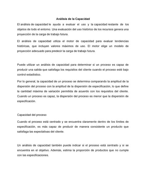 Qué Es La Capacidad De Análisis Análisis De La Capacidad El Análisis De Capacidad Le Ayuda A