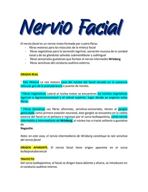 SOLUTION Nervio Facial Studypool