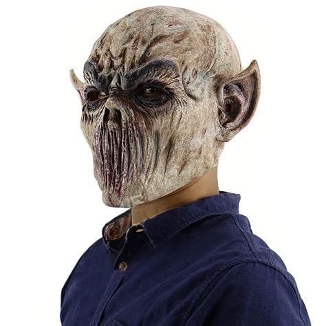 Horror Halloween Headgear Mouth Less Alien Latex Facemask Gthic