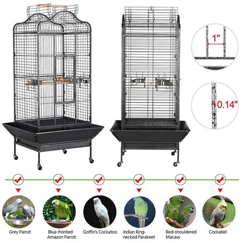 Yaheetech Wrought Iron Rolling Open Play Top Large Parrot Bird Cage For