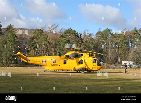 Raf Sea King Sar Helicopter Prepairing To Start Engine At Rothiemurchus