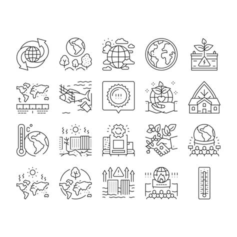 Climate Change And Environment Icons Set Vector 19597730 Vector Art at ...