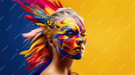 Premium Photo Creative Makeup Facepaint Art Makeup Carnival Mask Face Paint Bodypainting