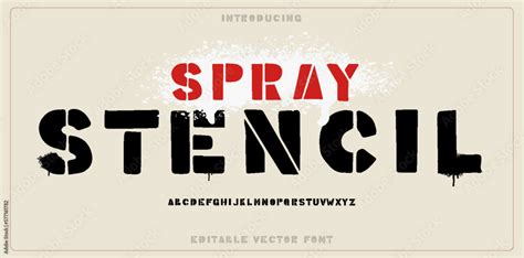 Stencil font with spray paint texture with mis-printed overspray ...