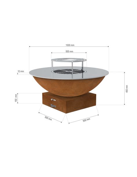 Complete Pack Brasero Corten Saturn S 100cm Ground Steel Plate