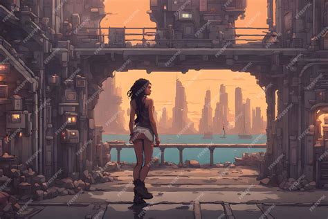 Premium Photo Anime Girl In A Cyberpunk Cityscape Futuristic City At