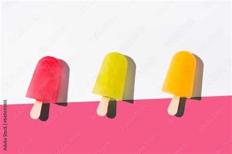 Paletas De Hielo De Colores Palitos De Helado Naranja Rojo Y Amarillo