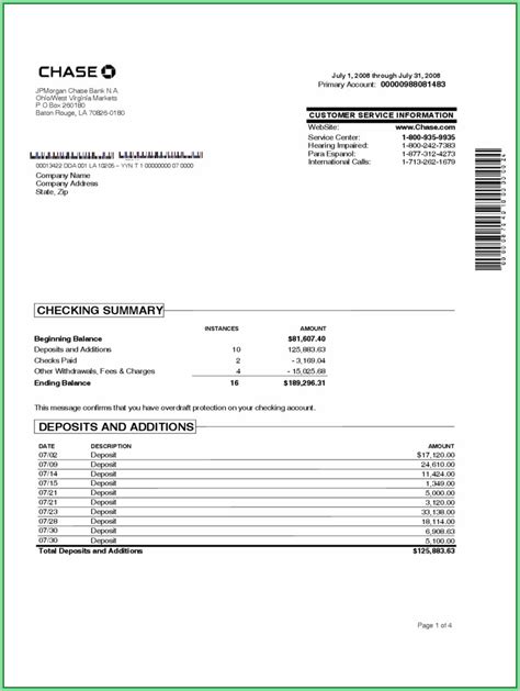 Free Printable Bank Statement Template Download - Template 1 : Resume ...