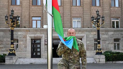 Azerbaijan S President Raises National Flag In Nagorno Karabakh Capital