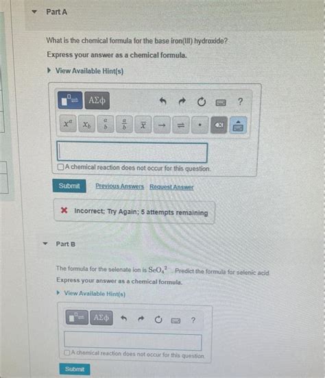 Solved What Is The Chemical Formula For The Base Iron Iii