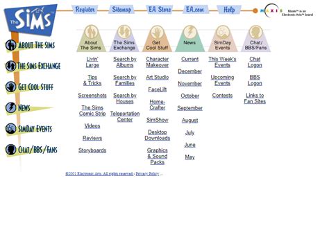 The Sims in 2000 - Web Design Museum