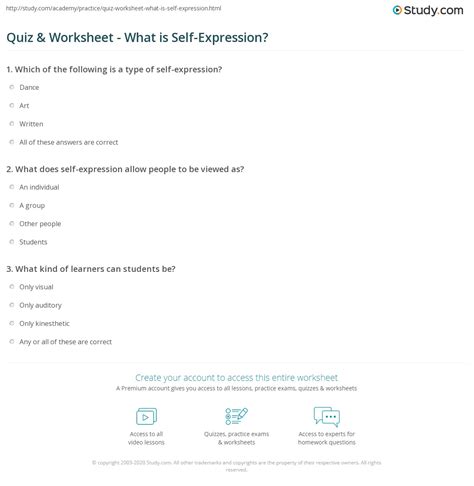 Quiz And Worksheet What Is Self Expression