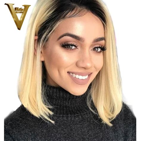 Buy 1b 613 Blonde Glueless Lace Front Human Hair Bob