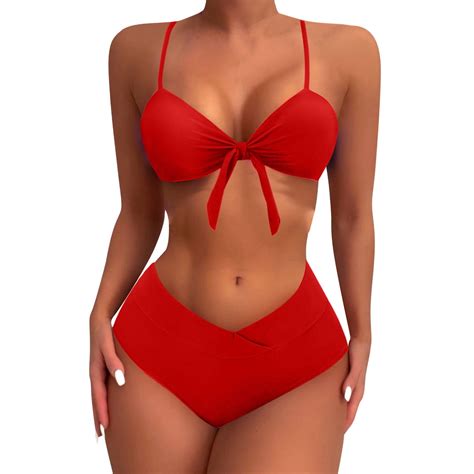 Seaopen Bikini Set For Women Tie Knot Front Sexy Swimsuits Summer High