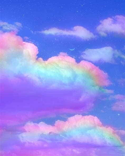 Download Trippy Aesthetic Cloud With Rainbow Colors Wallpaper