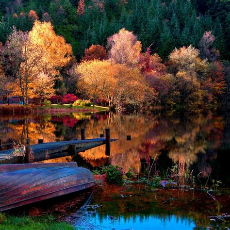 Boats Autumn Lake Wallpapers Wallpaper Cave