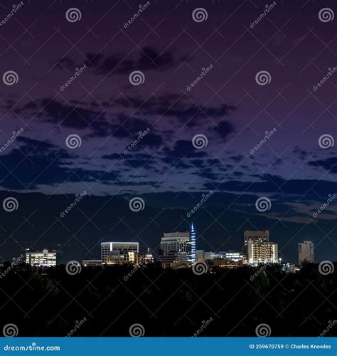 Square Crop of Boise Skyline at Night Stock Image - Image of skyline ...