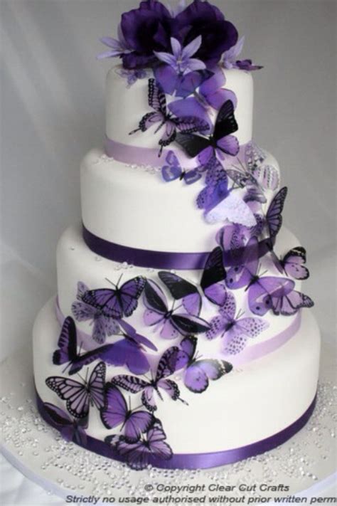 Butterfly Theme Purple Cakes Purple Wedding Cakes Beautiful Wedding