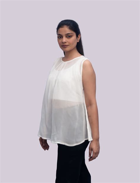 Anikrriti Chiffon White Top A Sheer Delicate Sophistication