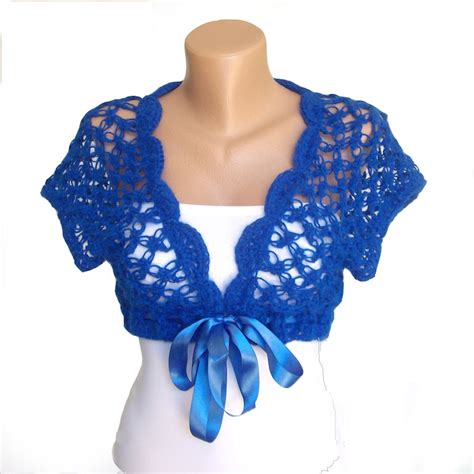 Crochet Shrug Navy Blue Crochet Shrug Wedding Bolero Etsy