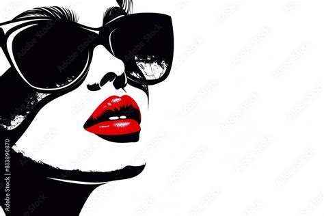 red black and white silhouette of woman face with red lips wearing ...