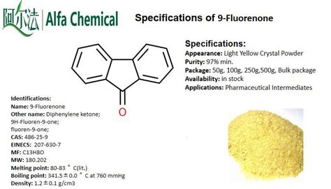 China 9 Fluorenone CAS NO 486 25 9 Manufacturers Free Sample Alfa