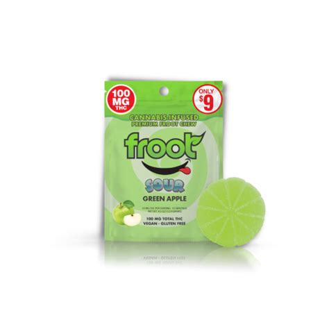 Froot Gummy Sour Green Apple Single Dose 100mg Cannabis Delivery