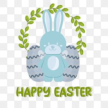 Easter Egg Bunny Vector Png Images Blue Egg With Easter Bunny In Grass