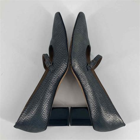 Anyi Lu Womens Gray Leather Herringbone Pointy Maryjanes Shoes Size