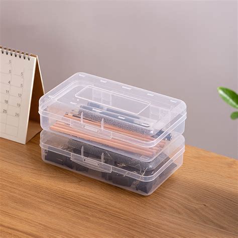 Yonrjhukm Plastic Pencil Box Large Capacity Pencil Boxes Clear Boxes