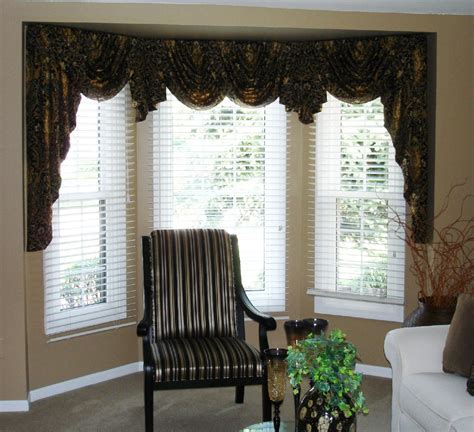 Swags And Jabots In A Bay Window Valances For Living Room Window