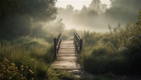 Un Puente En La Niebla Con La Palabra Puente Foto Gratis