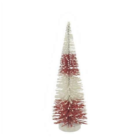 Christmas Rd Wh Bottle Brush Tree Sm Home Decor Glittered 2 Toned