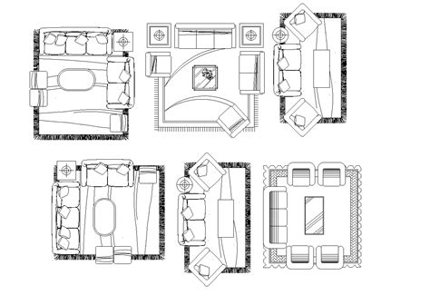 Living room plan detail dwg. - Cadbull