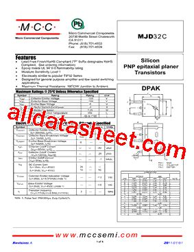 MJD32C TP Datasheet PDF Micro Commercial Components